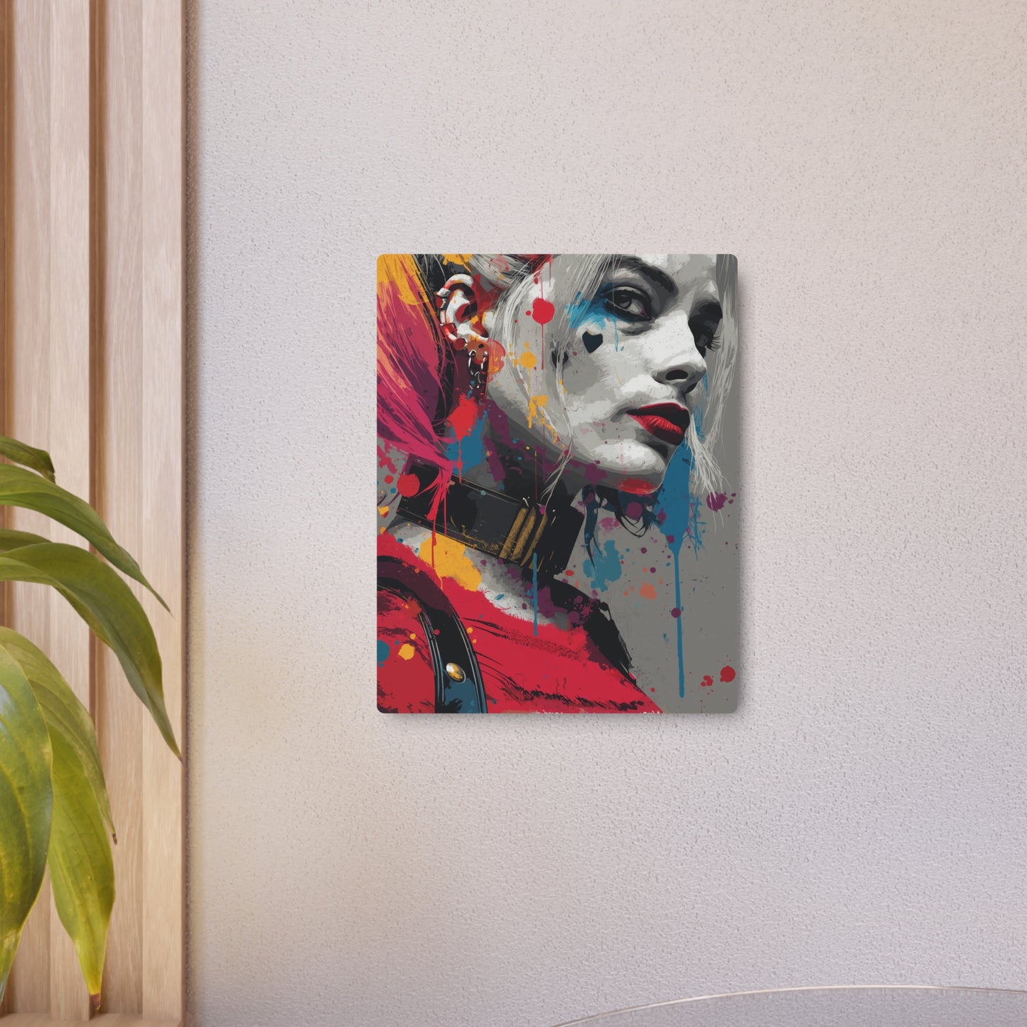 Vibrant Harley Quinn Abstract Vector Art Metal Wall Sign