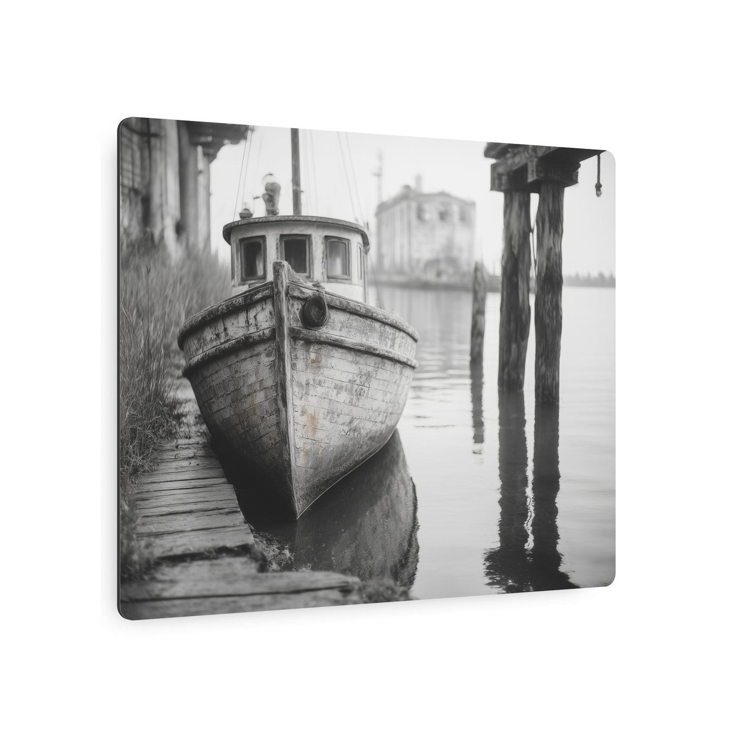 Boat Photography Wall Art, Abandoned Dock Metal Print Old Yacht