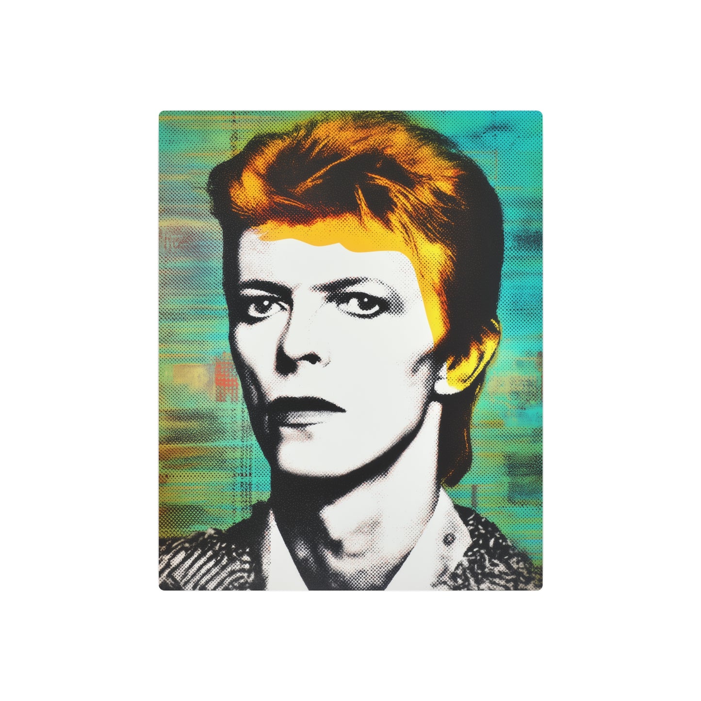 "Unique Metal Sign Art - David Bowie in Shepard Fairey Pop Art Style" - Metal Wall Art Print
