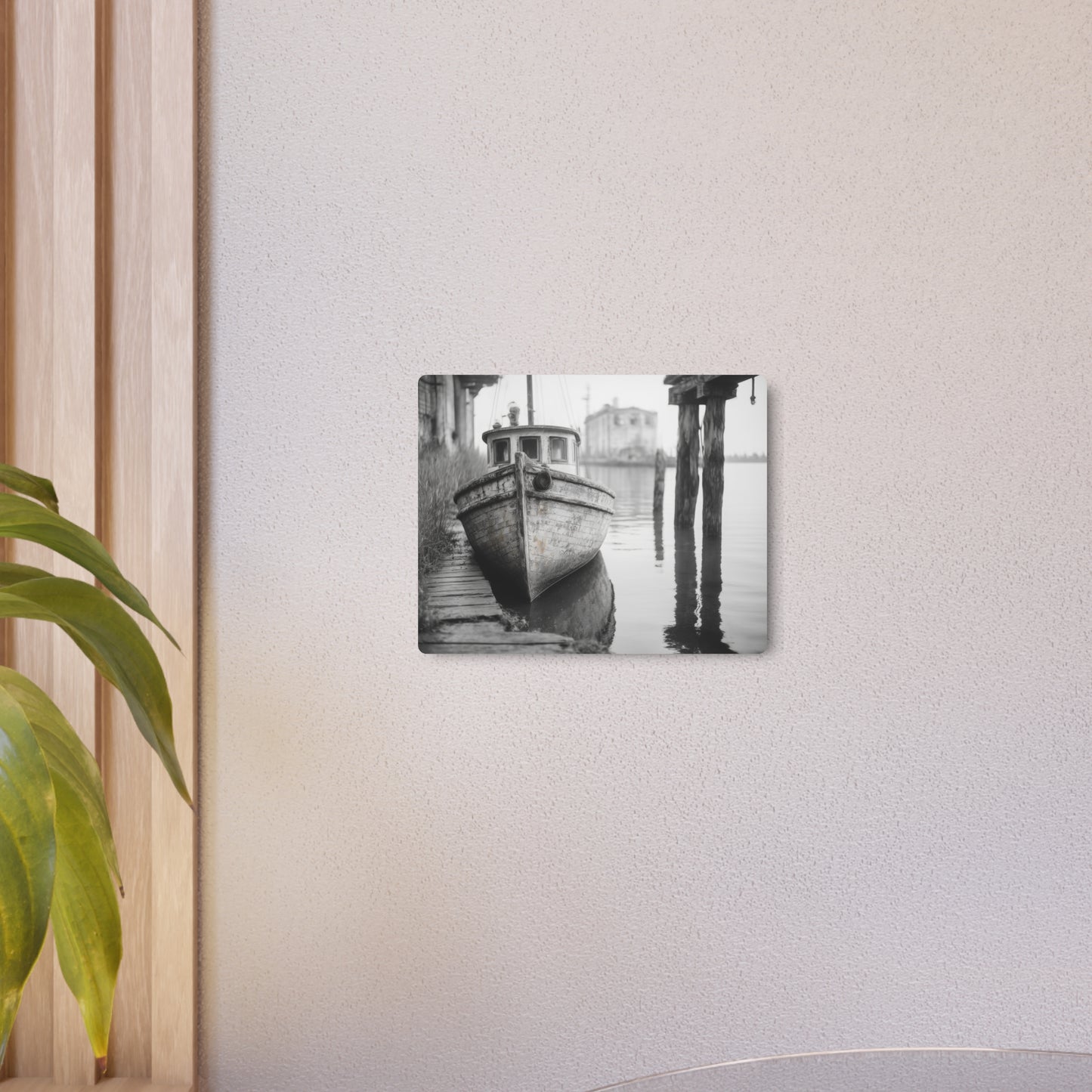 Boat Photography Wall Art, Abandoned Dock Metal Print Old Yacht