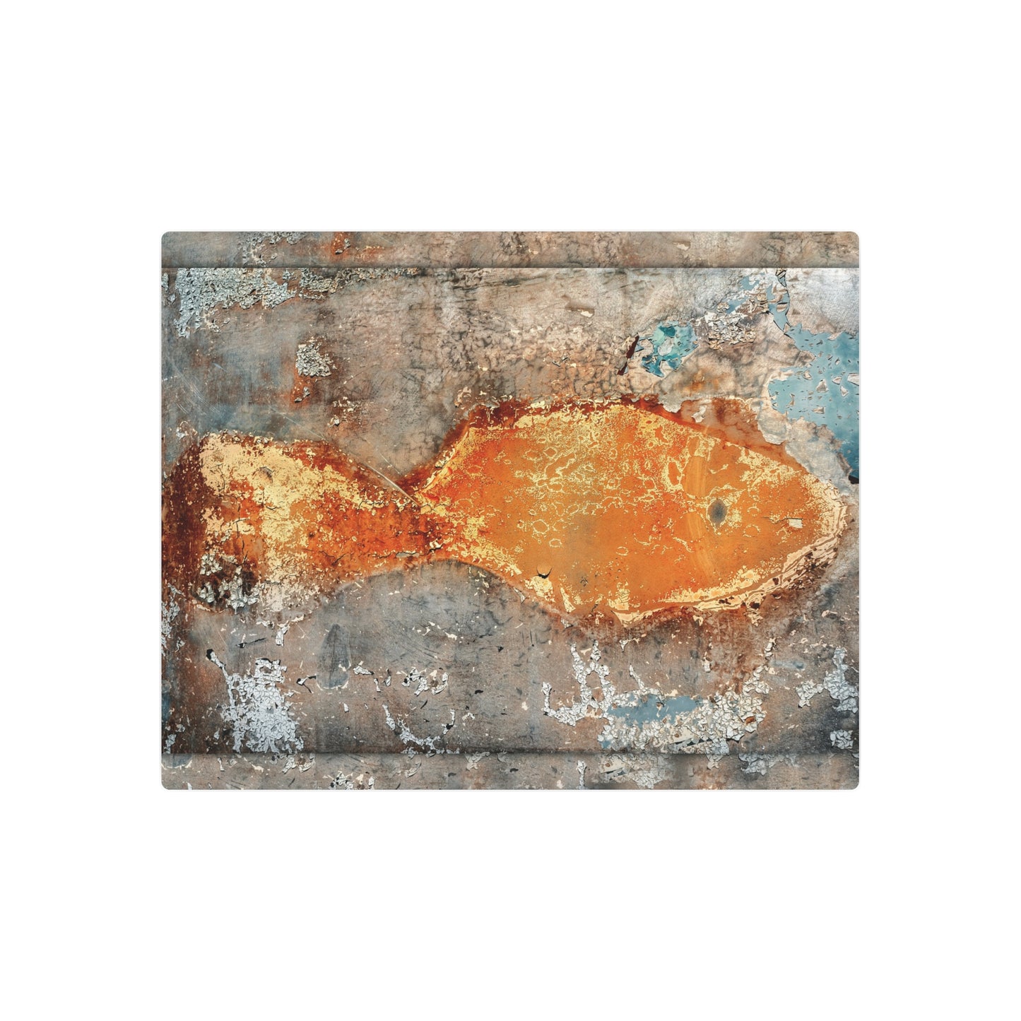 Abstract Rust Fish Portrait - 16x20 Custom Metal Print by Artist Asia Popinska - Metal Wall Art Print