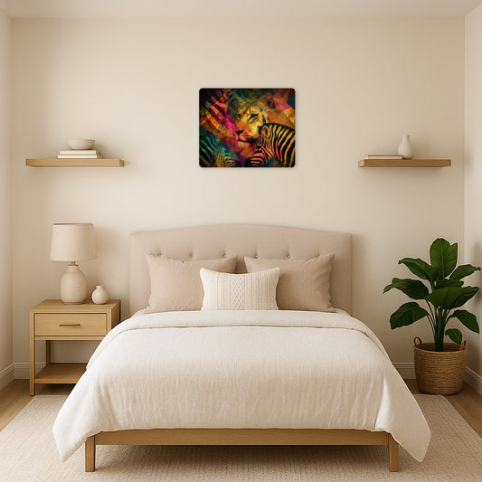 Dynamic Wildlife Wall Art in Maximalist Kazimir Malevich Style Metal D - Metal Wall Art Print