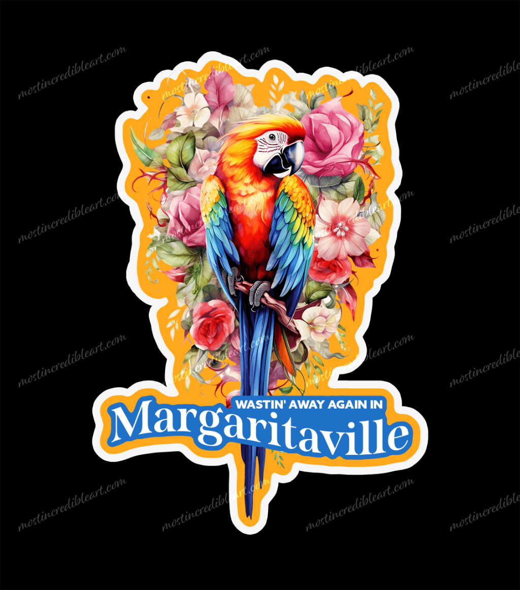 Jimmy Buffett Sticker Decal | Wastin' Away in Margaritaville -Mango