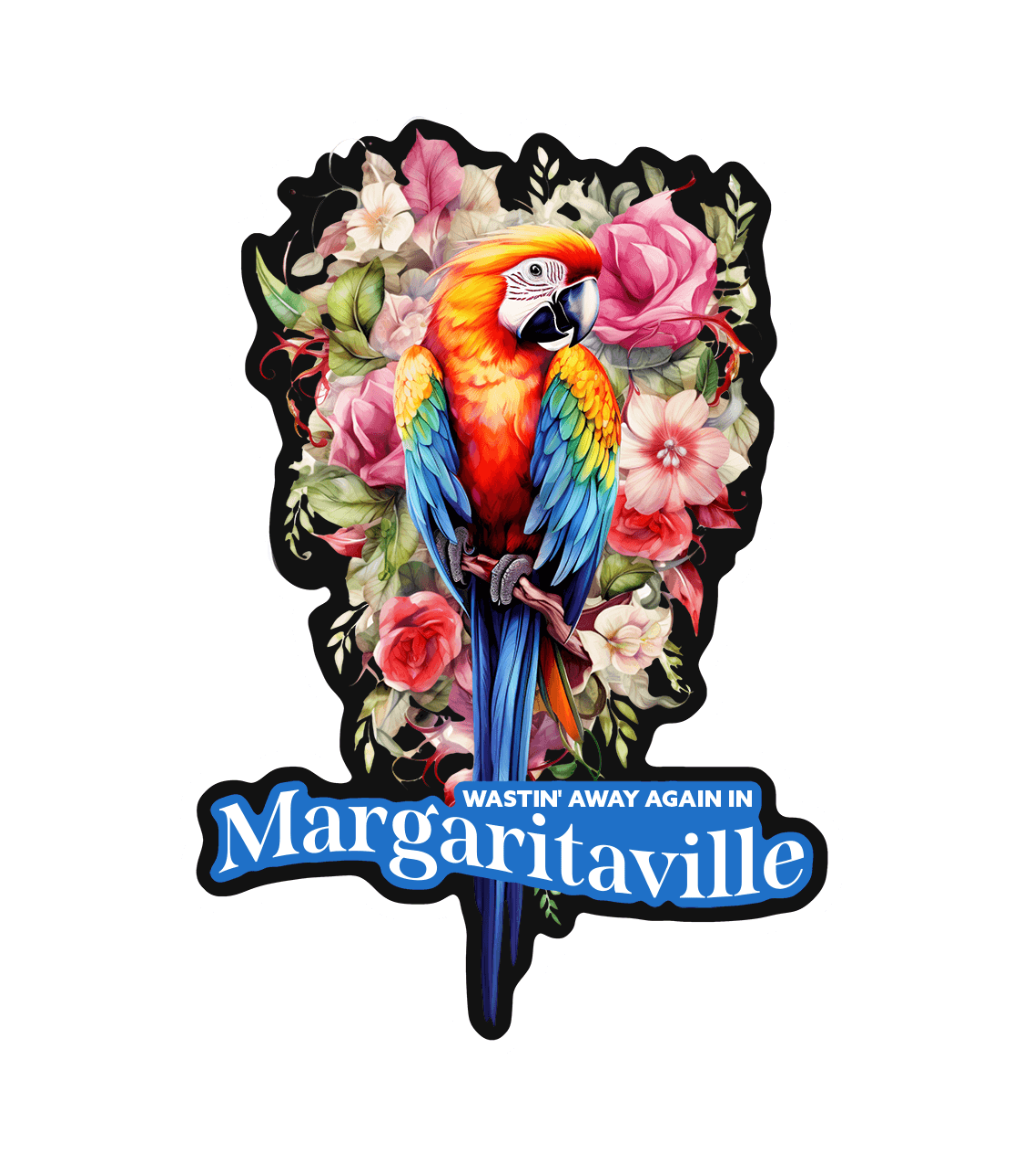 Jimmy Buffett Sticker Decal | Wastin' Away in Margaritaville - Black