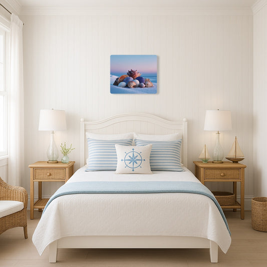 Minimalist Metal Wall Art Seashells, Beach Decor Prints, Coastal-Inspired Seashell Decor - Metal Wall Art Print