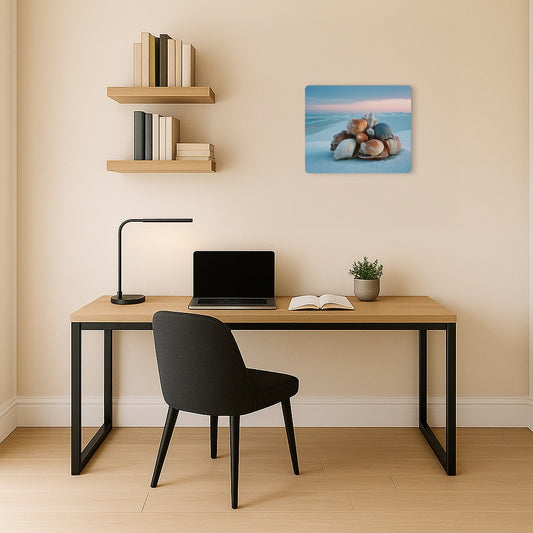 Minimalist Metal Wall Art - Seashell Cluster at Shore Print Sign - Metal Wall Art Print