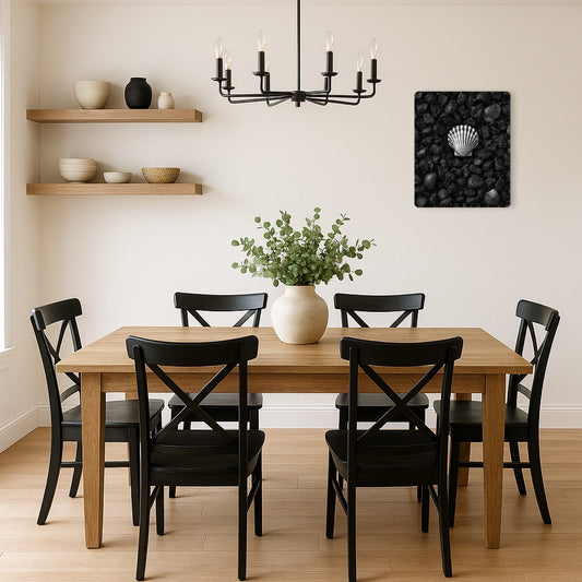 Black Metal Seashell Wall Art – Minimalistic Beach-Themed Decor - Metal Wall Art Print