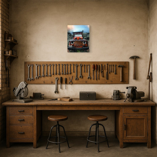Vintage Truck -Themed Metal Wall Art: Adds Rustic Charm to Homes & Offices - Metal Wall Art Print