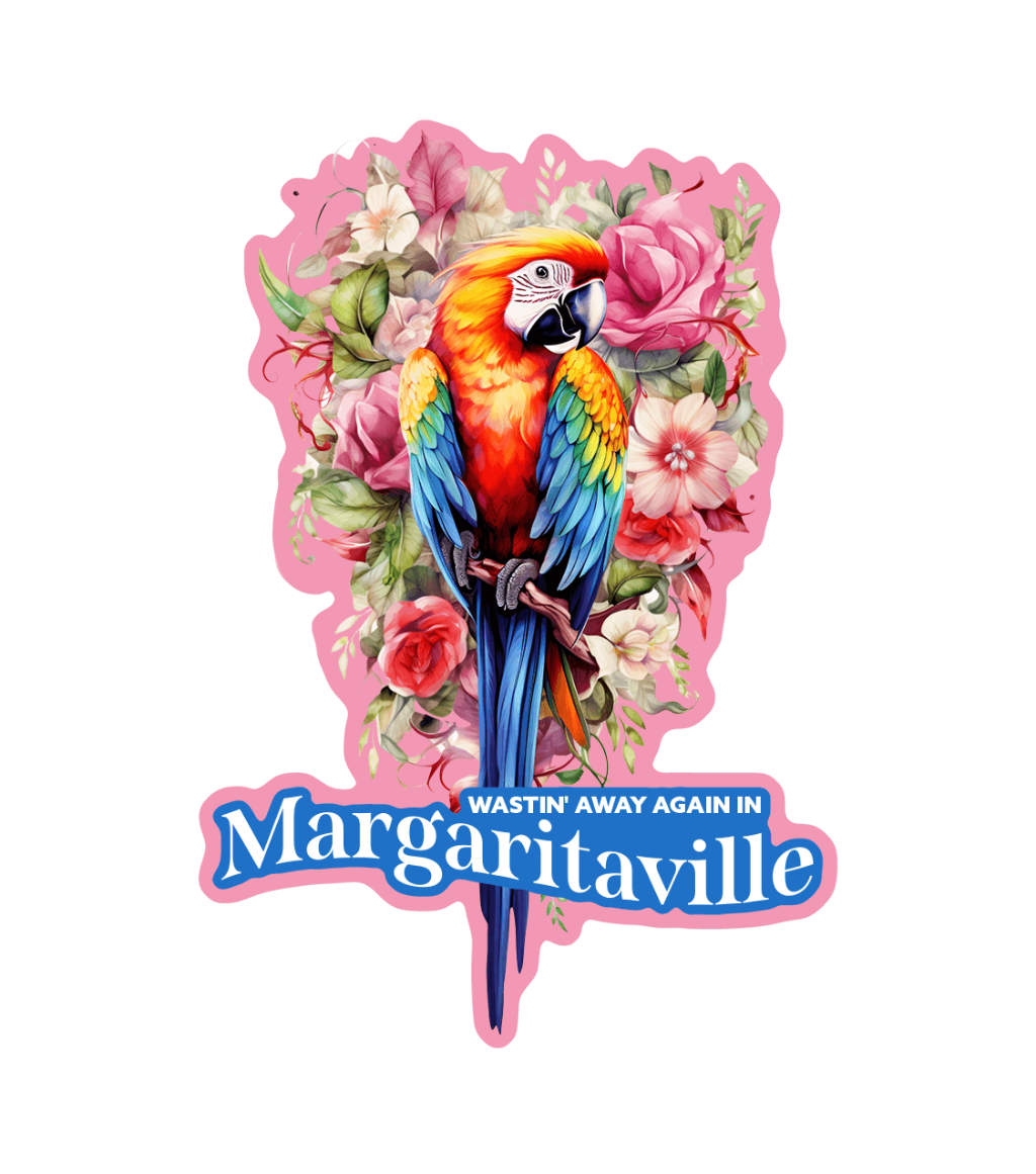 Jimmy Buffett Sticker Decal | Wastin' Away in Margaritaville - Rose