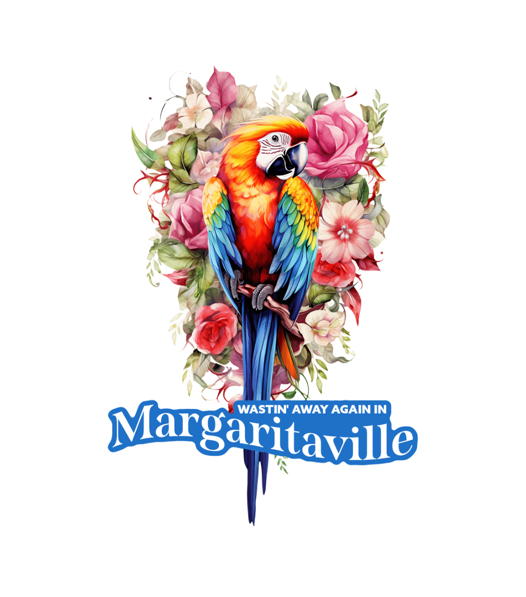 Jimmy Buffett Sticker Decal | Wastin' Away in Margaritaville - White