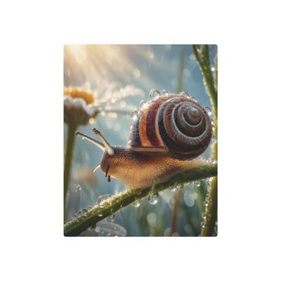 Discover the Unseen Beauty with the Metal Art Sign - Macro Photography Water Droplet Lens Snail and Daisy Scene