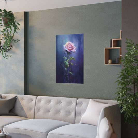 Introducing Our Exquisite Purple Rose Wall Decor – Digital Art Style! - Satin Poster