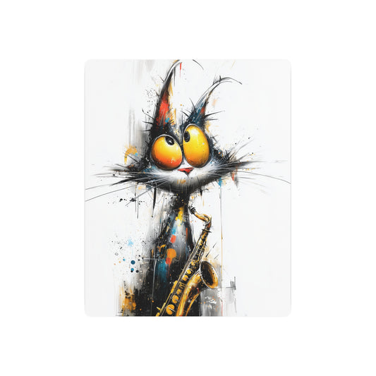 Joey Moya's Angry Cat Saxophone Print- Inspired Minimalistic Metal Wall Art Decor