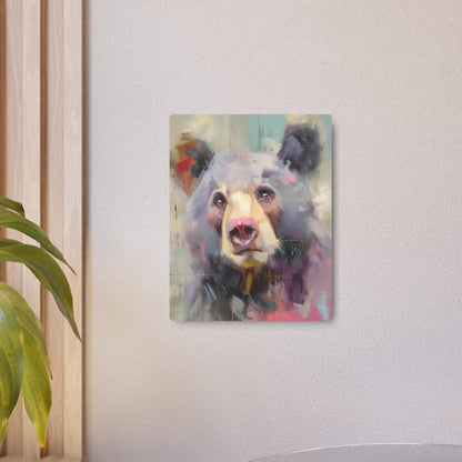 Vibrant Bear Portrait Metal Wall Art | Peter Wileman Inspired Design