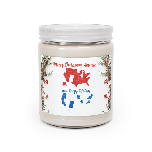 Merry Christmas America Candle | Red & Blue State Map Design | Holiday Candle | Trump