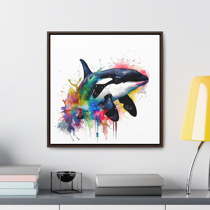 Dive into Serene Beauty - Watercolor Orca Wall Art | Canvas Wrap Reprint Square Frame