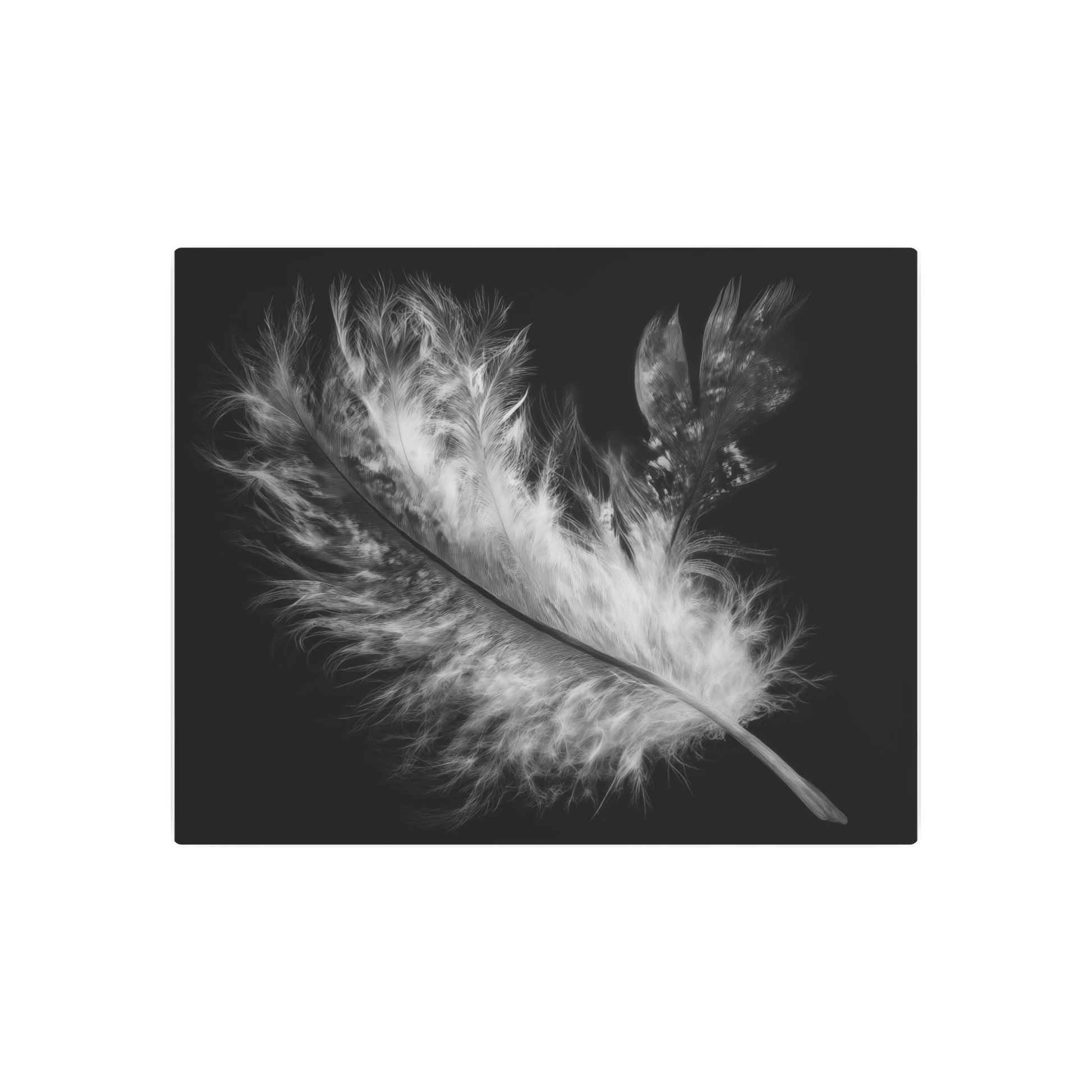 Modern Black Feather Metallic Wall Art - Minimalist Home Decor & Fine - Metal Wall Art Print