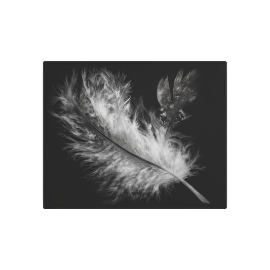 Modern Black Feather Metallic Wall Art - Minimalist Home Decor & Fine - Metal Wall Art Print