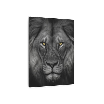Stunning Hyper-Realistic Yellow-Eyed Cat Metal Wall Art in Black & White