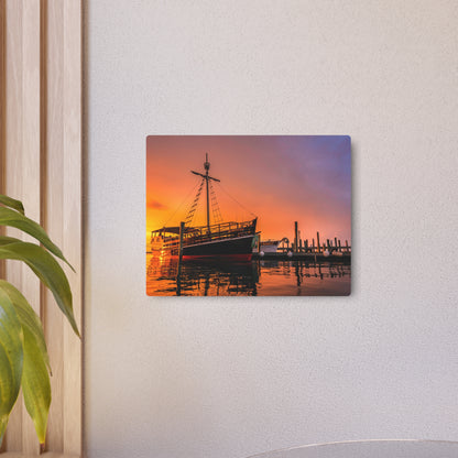 Vibrant Pirate Ship Docked at Marina - Metal Wall Art
