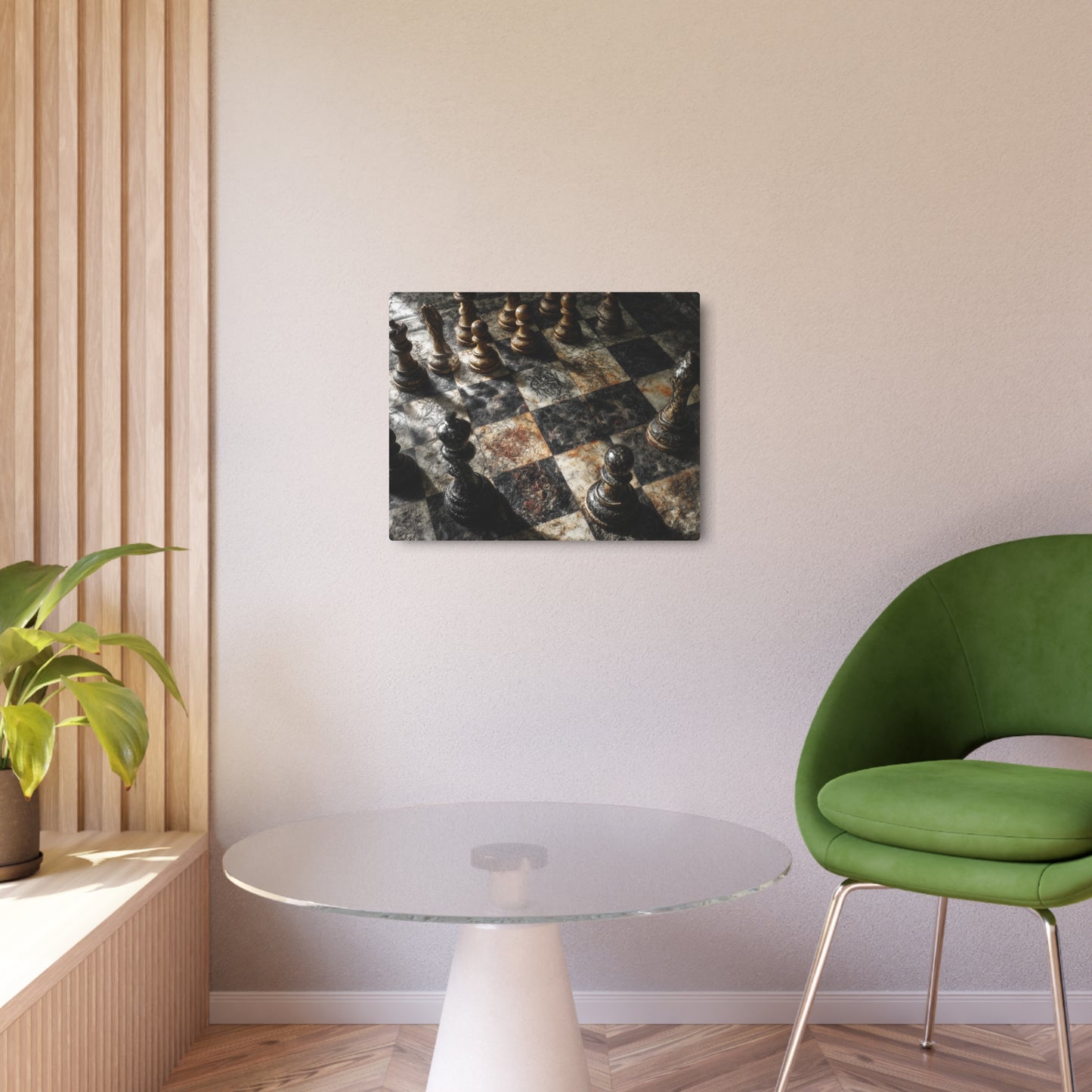 Picasso Style Chess Board Print Wall Art - Dutch Angle Metal Sign