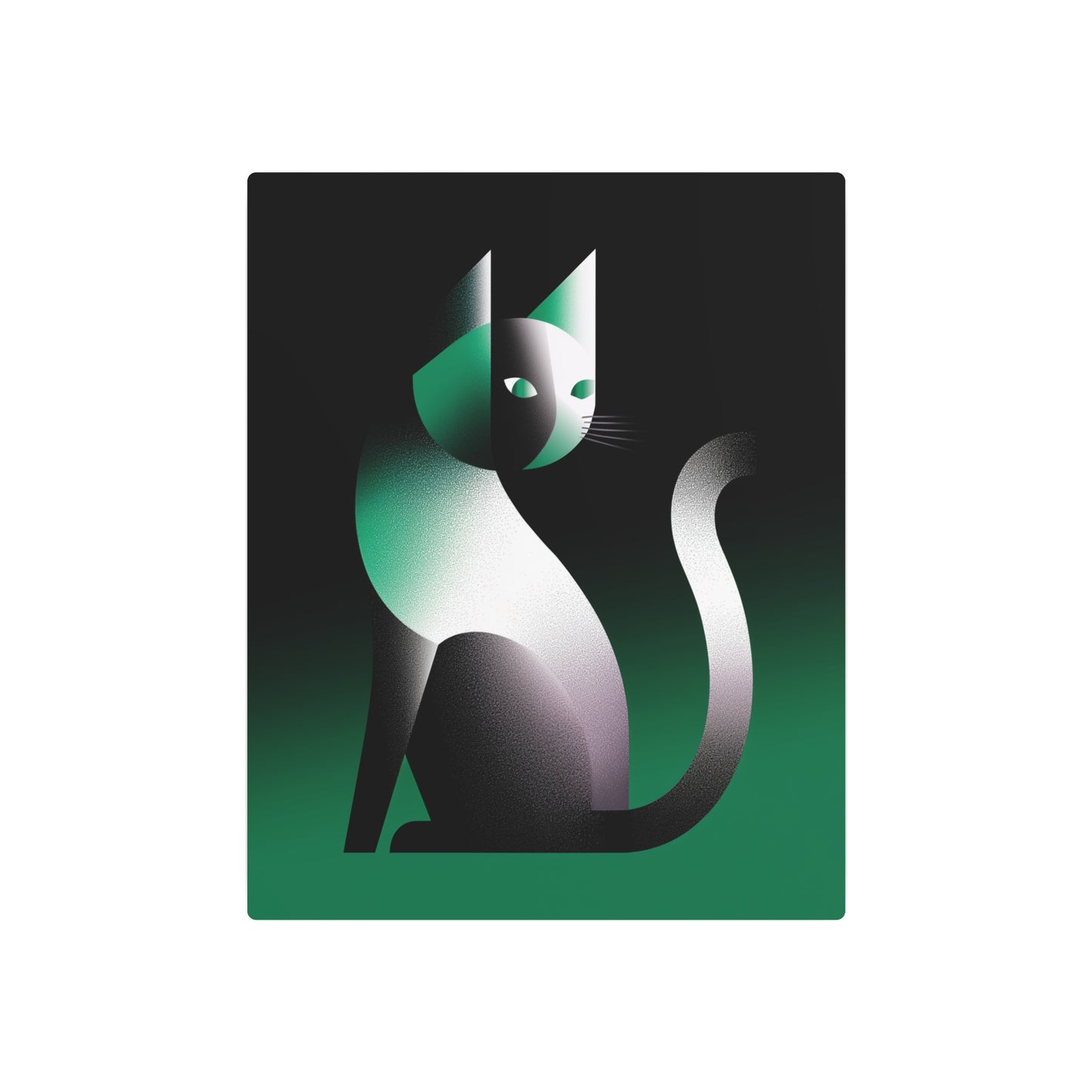 Picasso-Inspired Gradient Metal Wall Art: Charming Geometric Cat Design