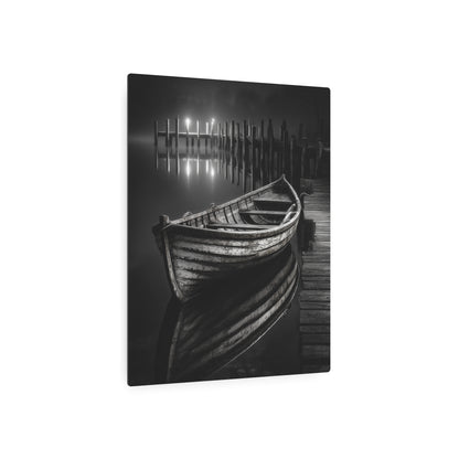 Rustic Abandoned Dock Rowboat Metal Wall Art - Captivating Boat Photography Print