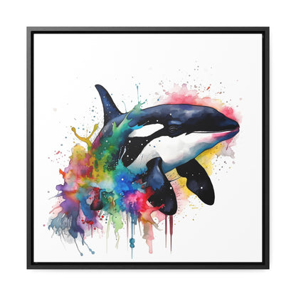 Dive into Serene Beauty - Watercolor Orca Wall Art | Canvas Wrap Reprint Square Frame