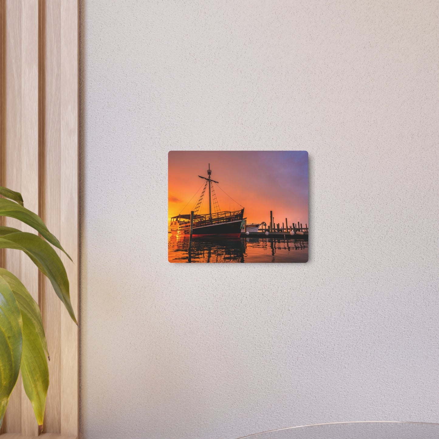 Vibrant Pirate Ship Docked at Marina - Metal Wall Art
