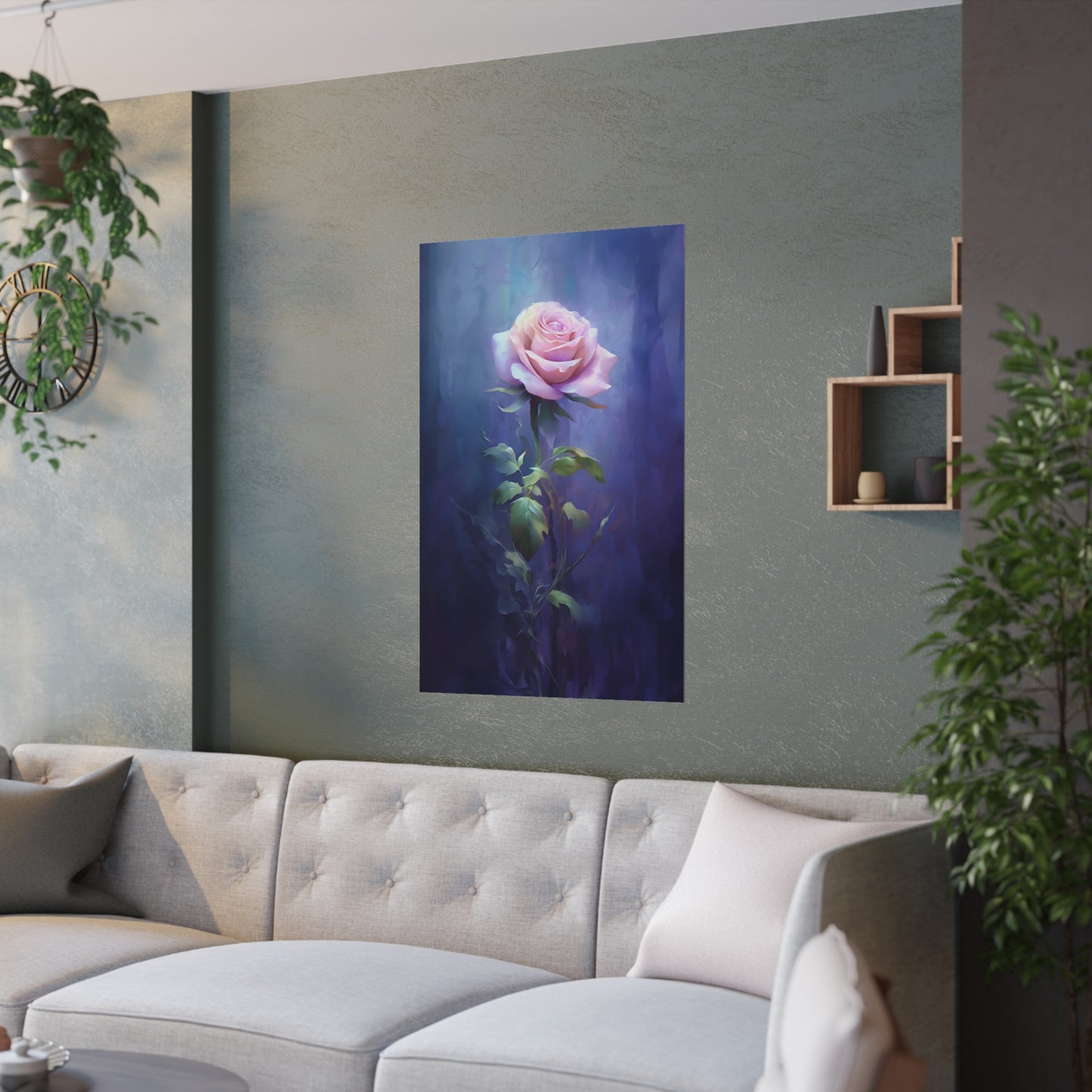 Introducing Our Exquisite Purple Rose Wall Decor – Digital Art Style! - Satin Poster