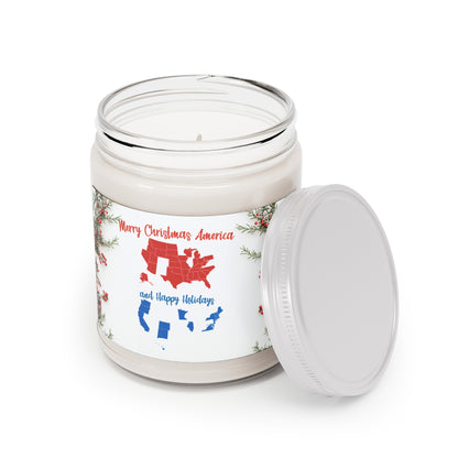Merry Christmas America Candle | Red & Blue State Map Design | Holiday Candle | Trump