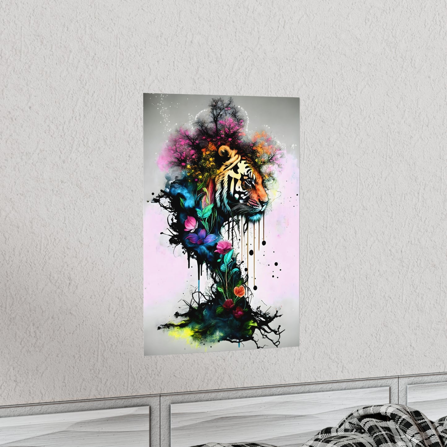 Abstract Tiger Painting Watercolor into a Beautiful Tree Poster