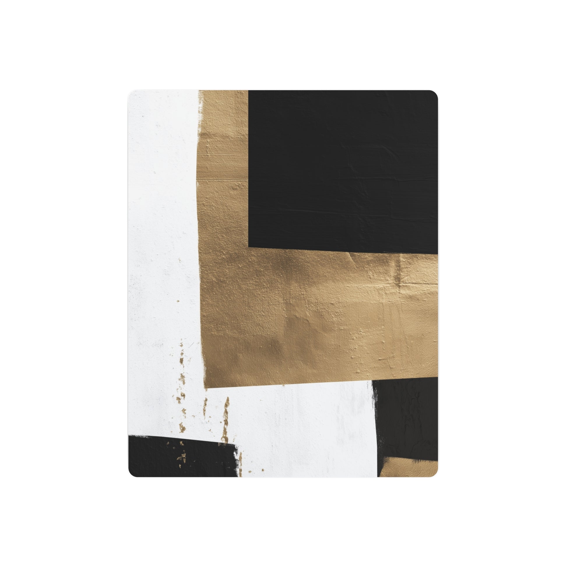 "Chic Modern Abstract Metal Wall Art in Bold Geometric Shapes–Black, Gold, White" - Metal Wall Art Print