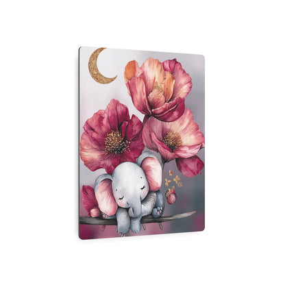 Adorable Baby Elephant & Giraffe Moon Metal Wall Art Sign – Perfect for Kids Room Décor