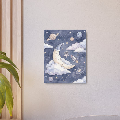 Astronaut Watercolor Moon and Stars Nursery Wall Art