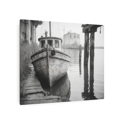 Boat Photography Wall Art, Abandoned Dock Metal Print Old Yacht