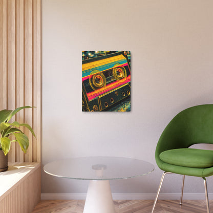 Retro Cassette Tape Low Angle Pop Art Metal Wall Sign - Directional Light Effect