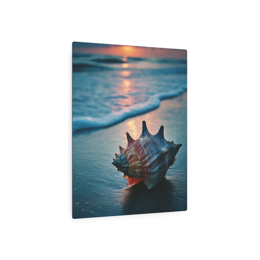 Minimalistic Sunrise Blue Hour Seashell Print Metal Wall Art Sign