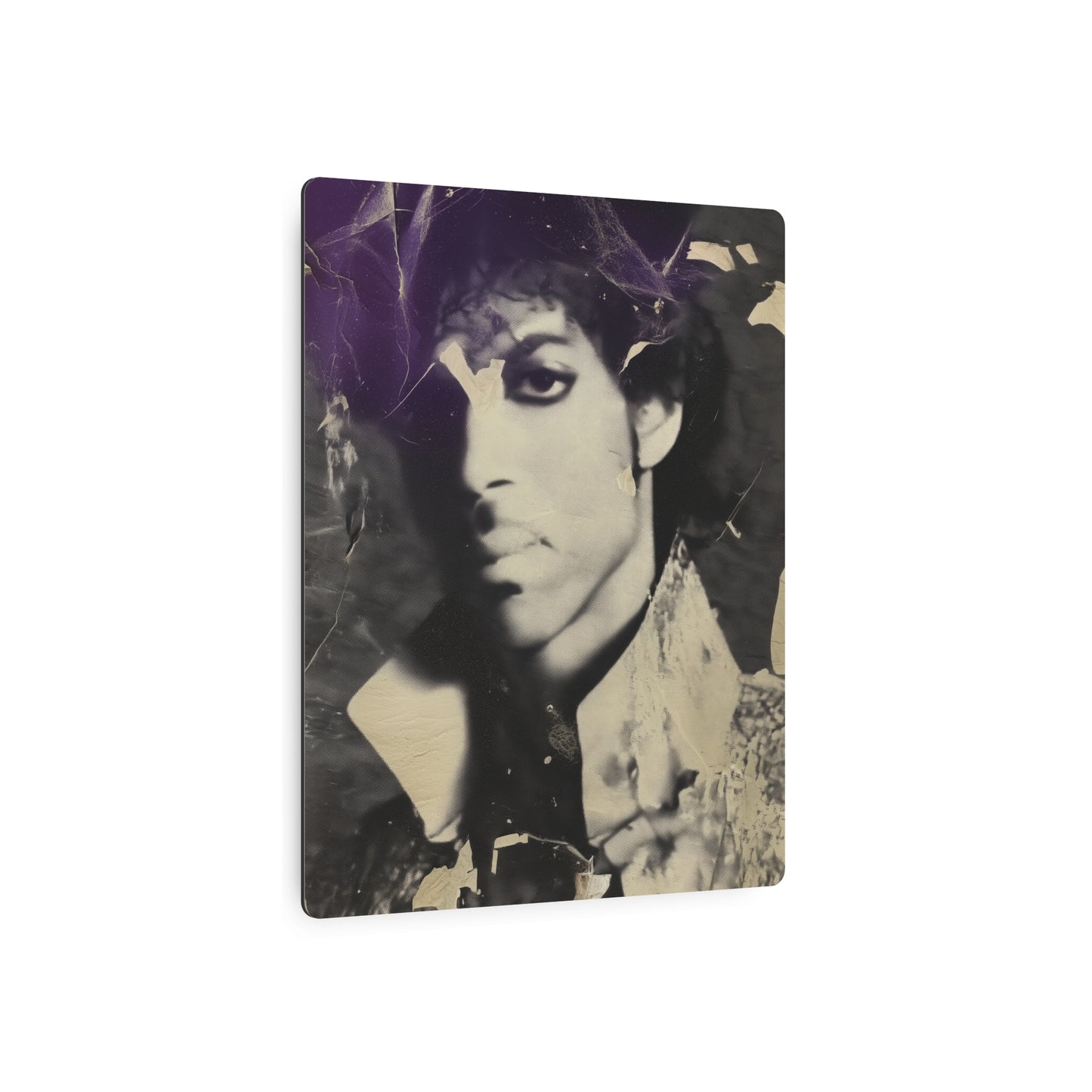 Distressed Metal Wall Art Sign Featuring Iconic Singer Prince in His Prime
