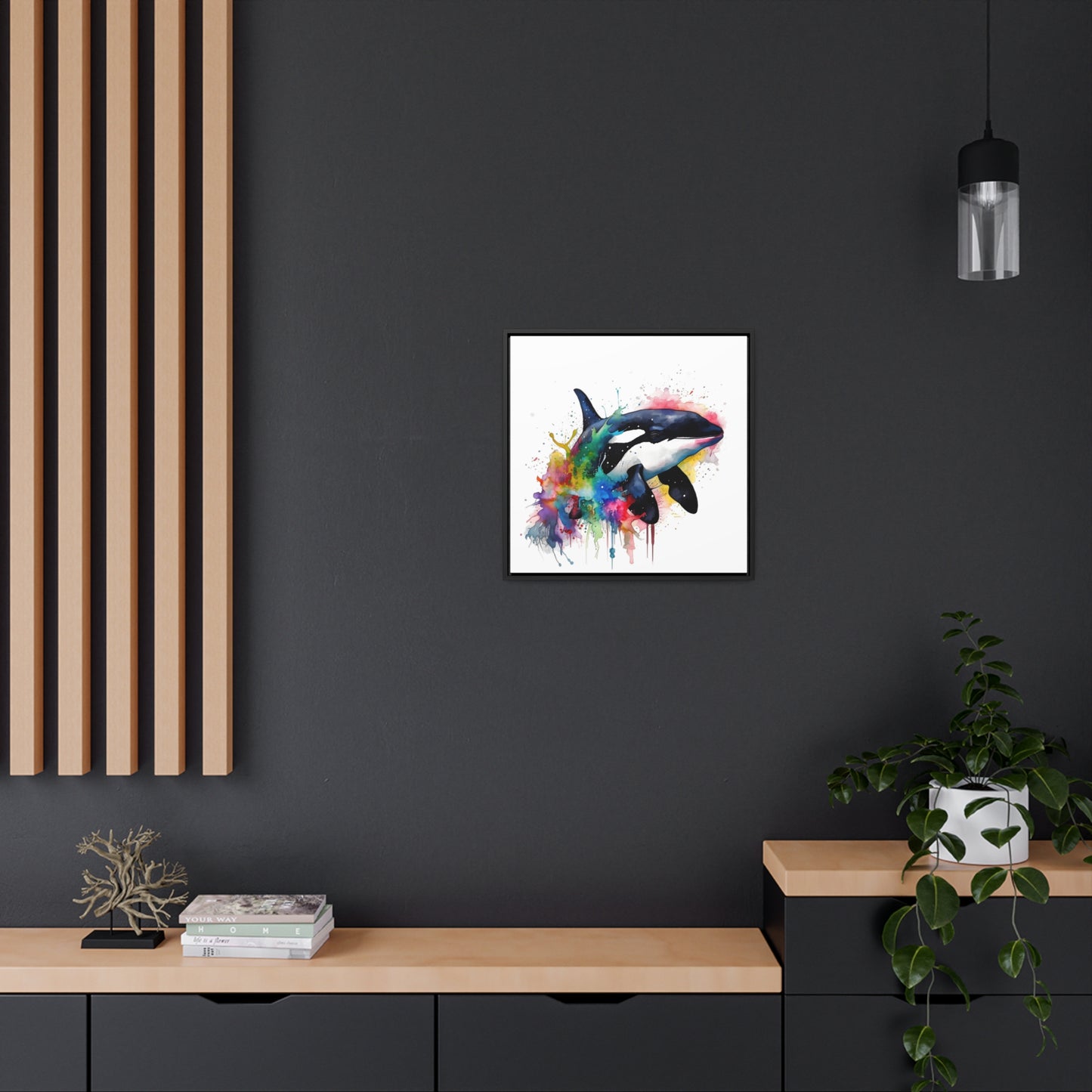 Dive into Serene Beauty - Watercolor Orca Wall Art | Canvas Wrap Reprint Square Frame