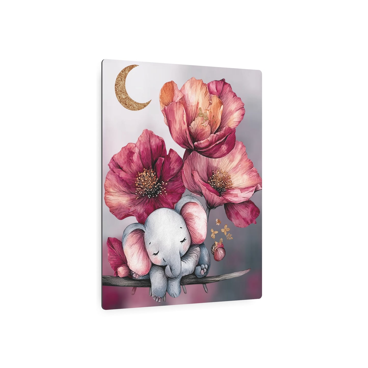 Adorable Baby Elephant & Giraffe Moon Metal Wall Art Sign – Perfect for Kids Room Décor