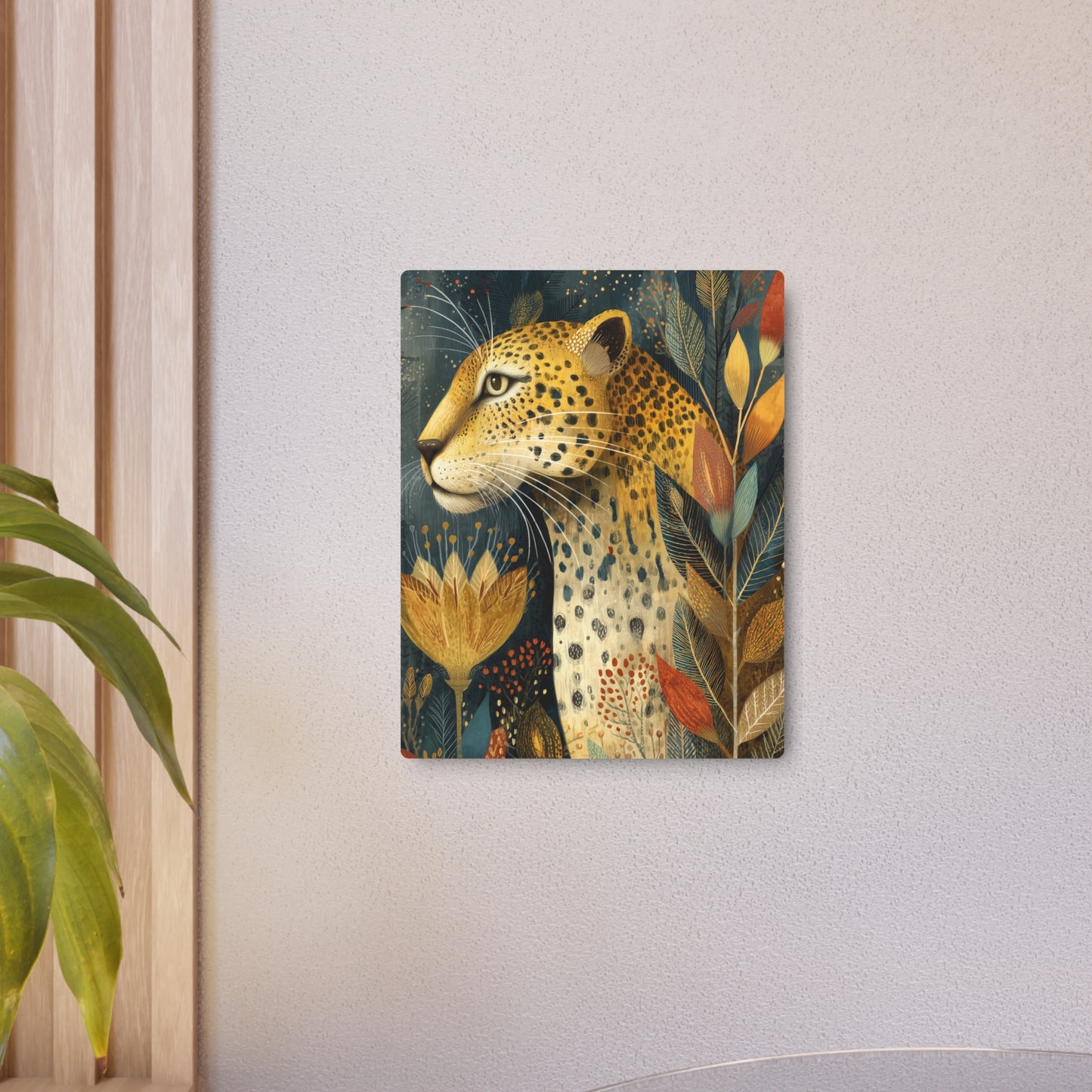 Vintage Leopard Metal Wall Art, Victorian Wildlife & Foliage