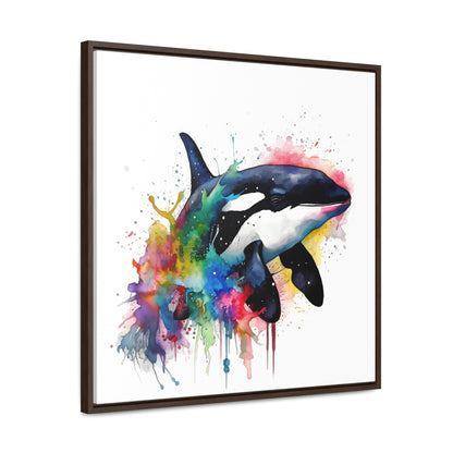 Dive into Serene Beauty - Watercolor Orca Wall Art | Canvas Wrap Reprint Square Frame