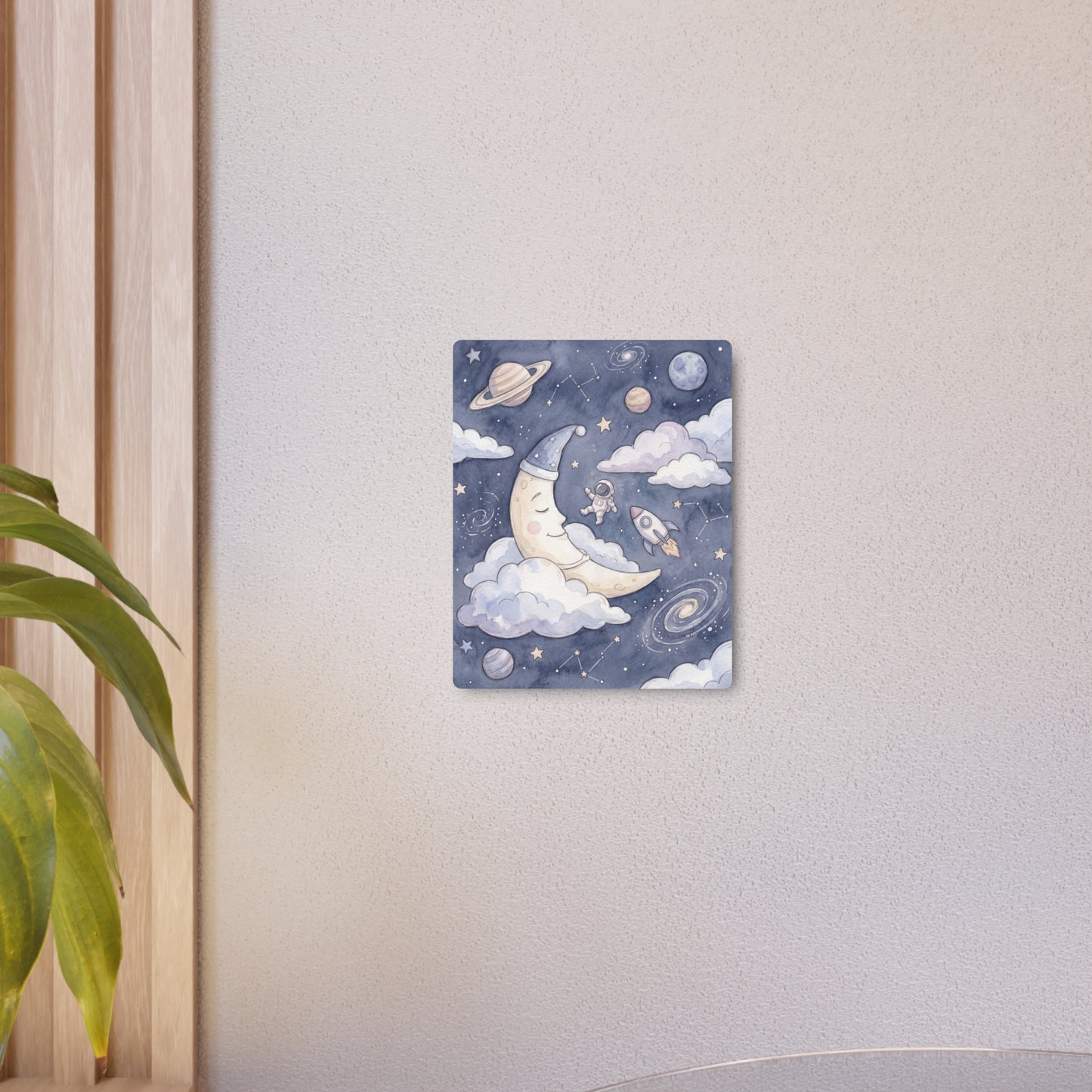 Astronaut Watercolor Moon and Stars Nursery Wall Art