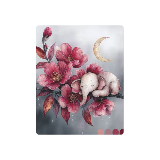 "Charming Baby Elephant & Giraffe Moon Slumber Metal Wall Art Sign" - Metal Wall Art Print