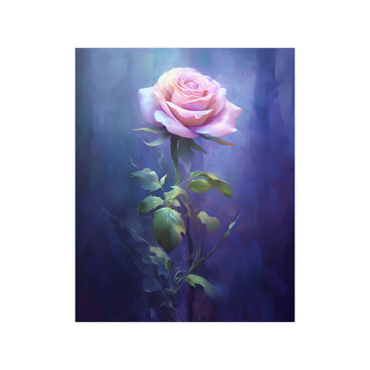 Introducing Our Exquisite Purple Rose Wall Decor – Digital Art Style! - Satin Poster