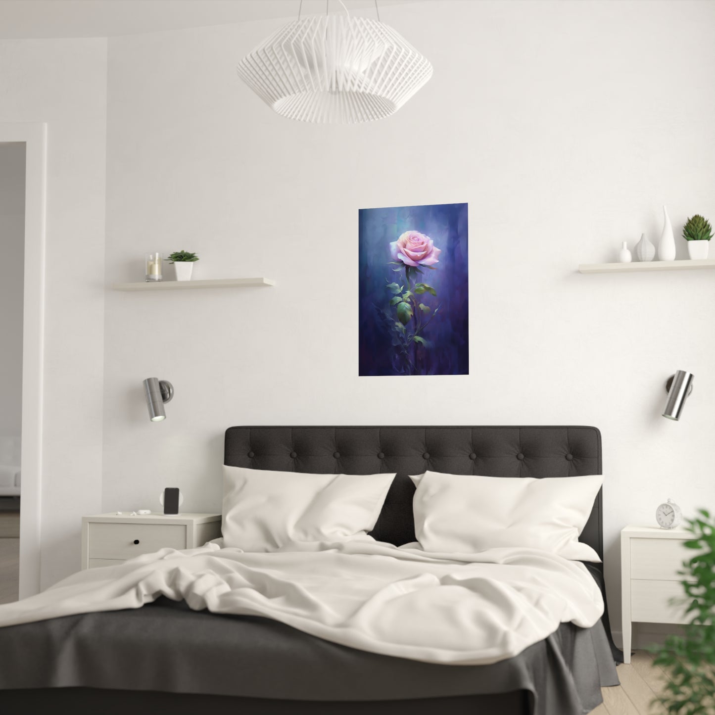 Introducing Our Exquisite Purple Rose Wall Decor – Digital Art Style! - Satin Poster