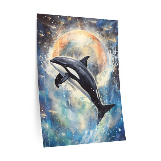 Mesmerizing Watercolor Painting of a Majestic Killer Whale - Supreme Quality Wall Decal Print