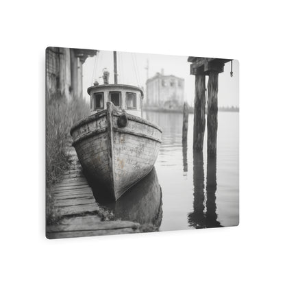 Boat Photography Wall Art, Abandoned Dock Metal Print Old Yacht