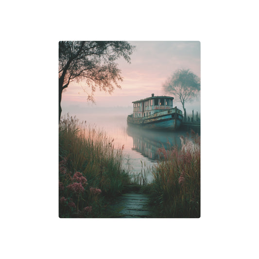 Sunrise at Abandoned Dock Metal Wall Art, Nautical Boat Photography Print